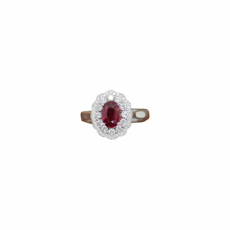 Bague Waskoll Marguerite en or blanc, rubis ovale et diamants